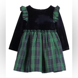Pippa & Julie Velvet Plaid Navy Green Christmas St Patrick’s Dress Sz 18m